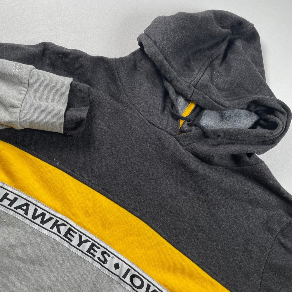Colosseum Iowa Hawkeyes Women XL Hoodie Gray Yellow Colorblock Sweatshirt